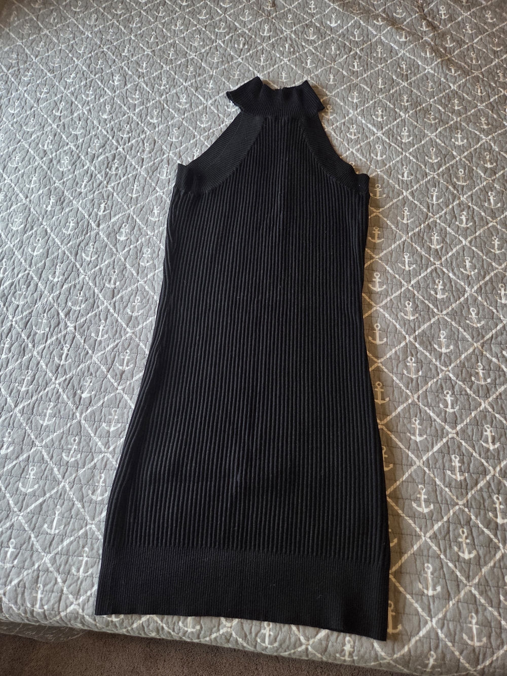 Black Ribbed Sleeveless Knit Dress - Classic Women's Dress